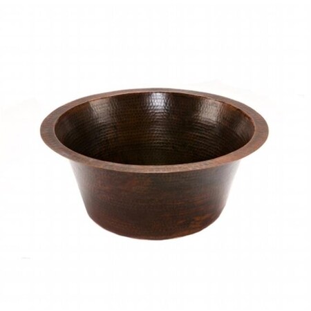 Premier Copper Products Premier Copper Products BR16DB3 16 in. Round Hammered Copper Prep Sink with 3.5 in. Drain Size BR16DB3